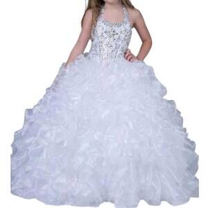 NEW LITTLE ROSIE girl's long pageant dress in white